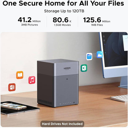 UGREEN NASync DH4300 Plus 4-Bay Desktop NAS – 120TB, AI Photo Album, 2.5GbE, 4K HDMI (Diskless)