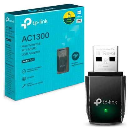 TP-Link Archer T3U AC1300 USB WiFi Adapter, Dual Band 2.4G/5G Wireless Adapter for PC/Desktop, MU-MIMO WiFi Dongle, USB 3.0, Compatible with Win11/10/8.1/8/XP & Mac OS X 10.9-10.14, Black | Archer T3U