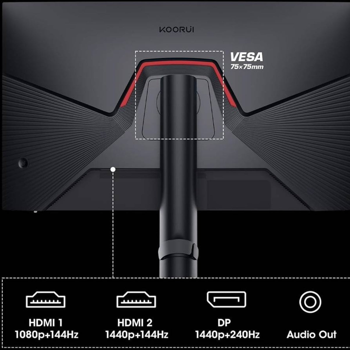 Koorui 27E3QK Gaming Monitor – 27" IPS 2K QHD Display, 240Hz Refresh Rate, 1ms (OD) Response Time, AdaptiveSync Technology