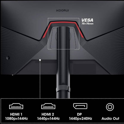 Koorui 27E3QK Gaming Monitor – 27" IPS 2K QHD Display, 240Hz Refresh Rate, 1ms (OD) Response Time, AdaptiveSync Technology