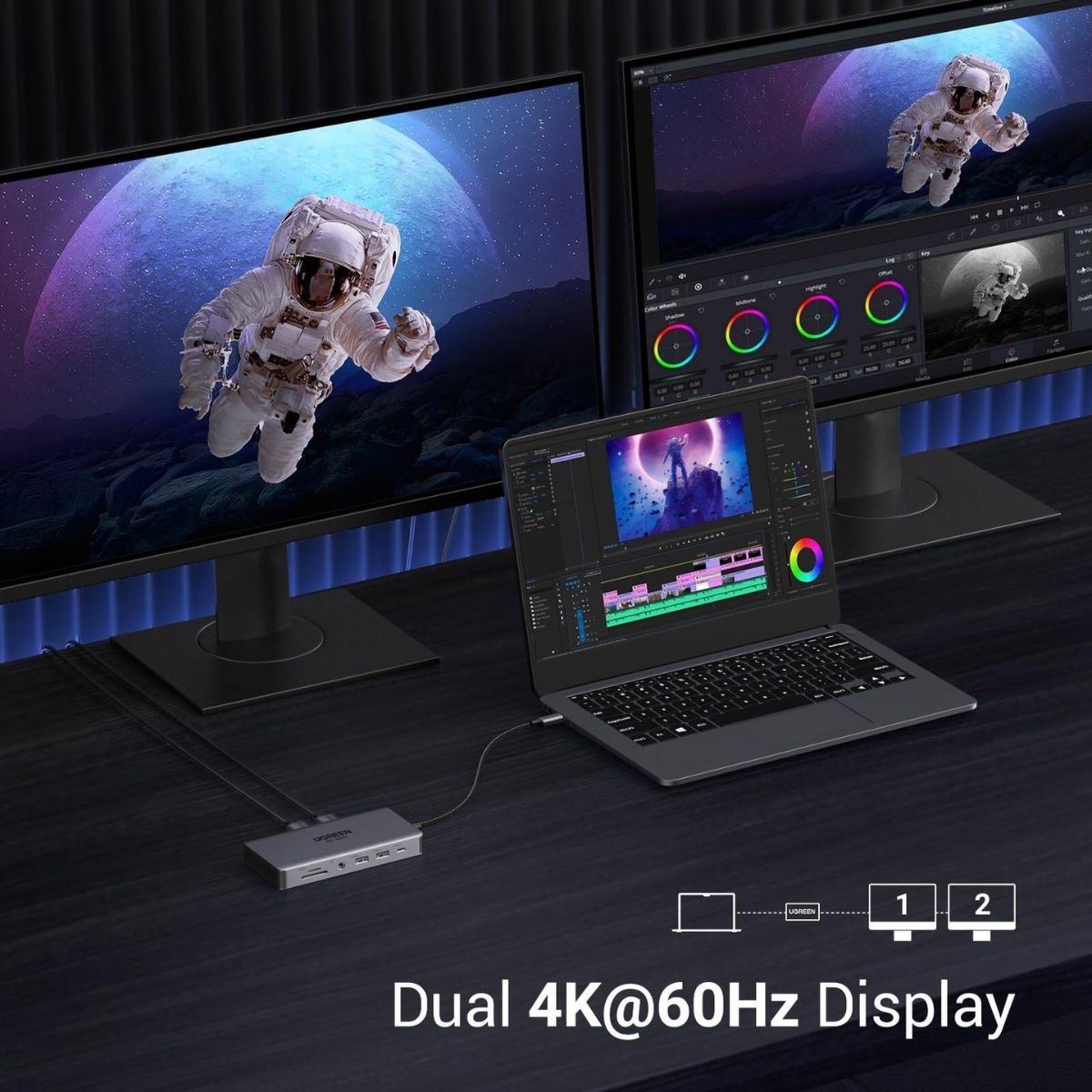 UGREEN Revodok Pro 211 11-in-1 USB-C Hub | 4K @ 60Hz | Up to 10Gbps | Dual HDMI | 100W USB-C PD | Gigabit Ethernet | SD/TF | 15965