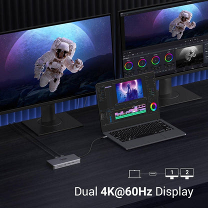 UGREEN Revodok Pro 211 11-in-1 USB-C Hub | 4K @ 60Hz | Up to 10Gbps | Dual HDMI | 100W USB-C PD | Gigabit Ethernet | SD/TF | 15965