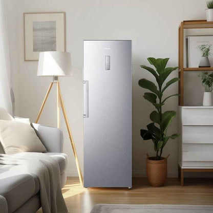 Hisense 355L Upright Fridge- RL3N484NAI, Single Door, Total No Frost, Metal Tech Cooling, Multi Air Flow, LED Digital Display, Reversible Door, Low Noise, Energy Efficient, Silver