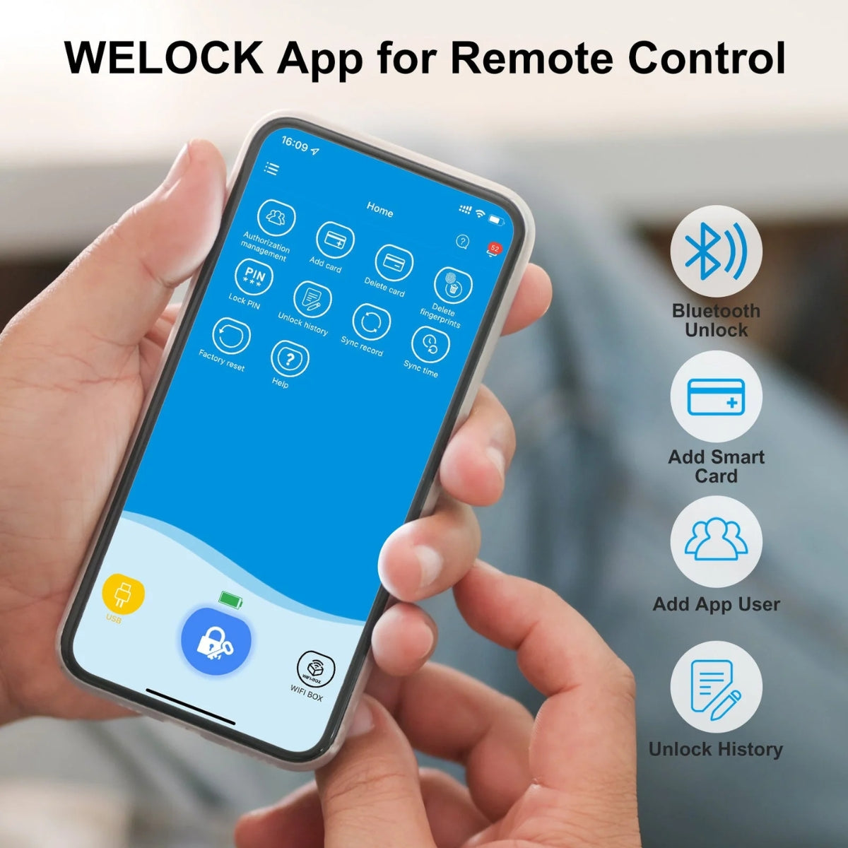 WELOCK Touch41 Biometric Fingerprint Smart Door Lock – Electronic Lock Cylinder, Wi-Fi App Control, RFID Card Access, Bluetooth, Keyless Entry | Touch41