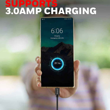 Honeywell Type C USB 3.1 Cable, PD 100W, QC 3.1, 1.2 Mtr, Fast Charge & Braided Sync Cable, Black