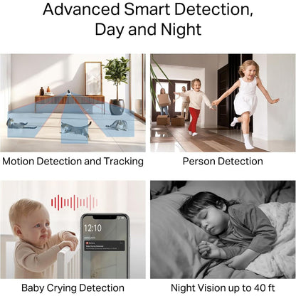 MERCUSYS MC210 2K QHD Indoor Pan/Tilt Wi-Fi Camera | 3MP 360° View | Baby Crying Detection | Person Detection | Motion Tracking | Two-Way Audio | 512GB microSD