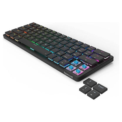 Redragon Elise Pro K624P Wired/Wireless Low-Profile Mechanical Keyboard, 63 Keys, RGB Backlit, Up to 20 Hours Battery Life, Black | K624P-KBS
