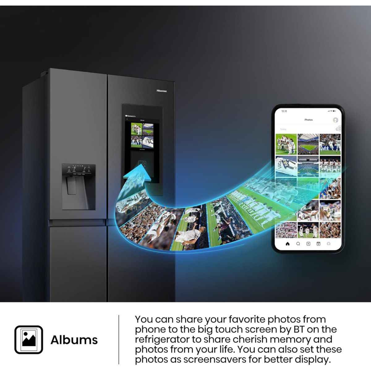 Hisense 819L Gross / 614L Net Side by Side Refrigerator – RS9P819GTB, Wi-Fi Smart Connectivity, Ice & Water Dispenser