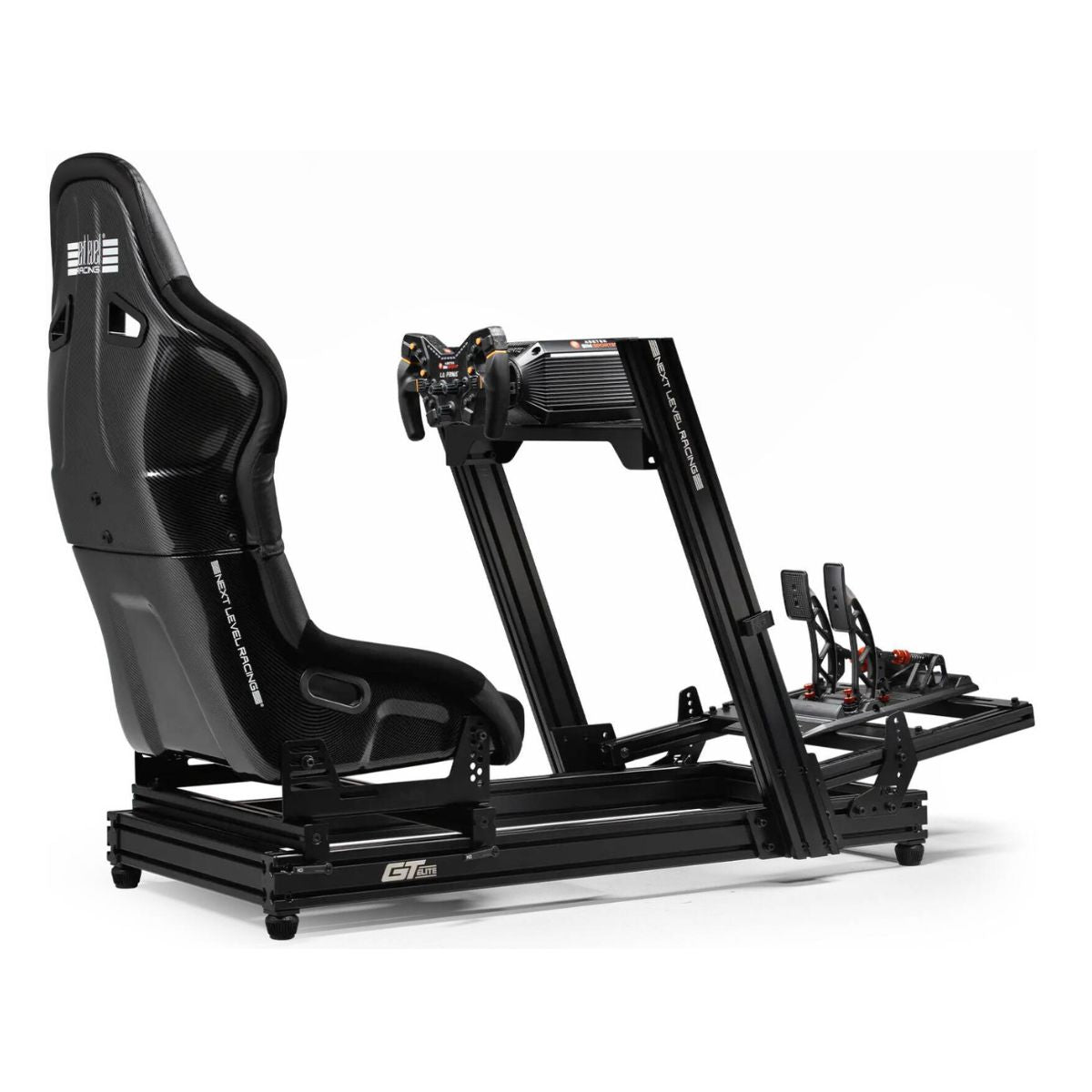Next Level Racing Elite ES2 Sim Racing Seat | Premium Suede Finish | Ergonomic Bucket Design | PU Molded Foam | Integrated Leg &amp; Lumbar Support | FIA Licensed | Black | NLR-E060