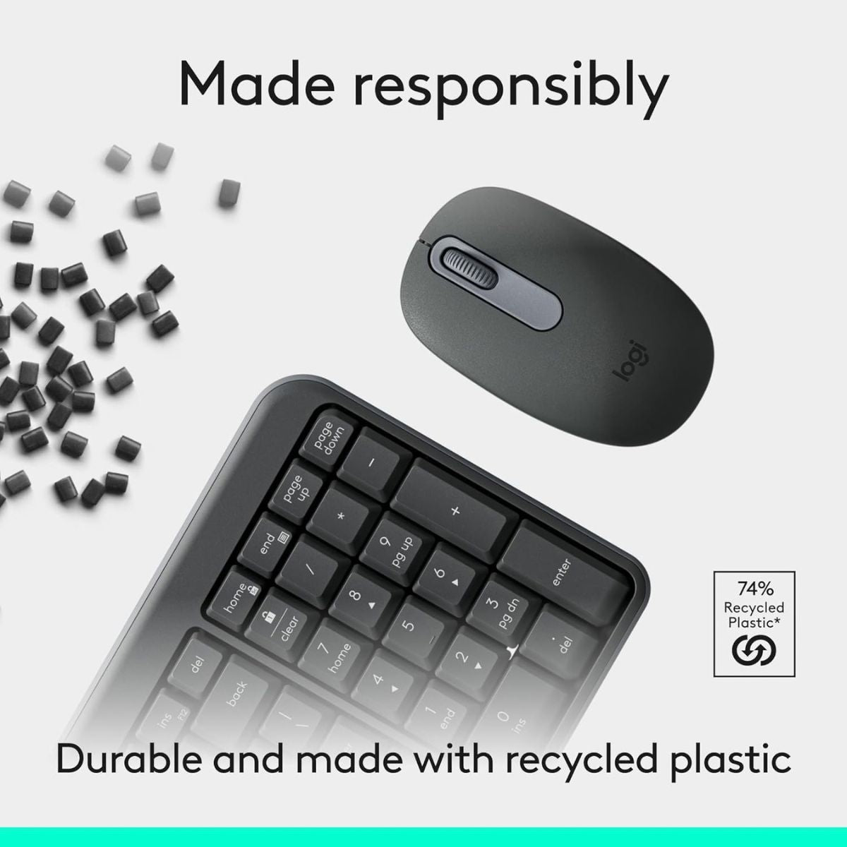 Logitech MK250 Bluetooth Wireless Keyboard & Mouse Combo | Compact Keyboard with Numpad | 1000 DPI Mouse | Arabic Layout | Graphite | 920-013531