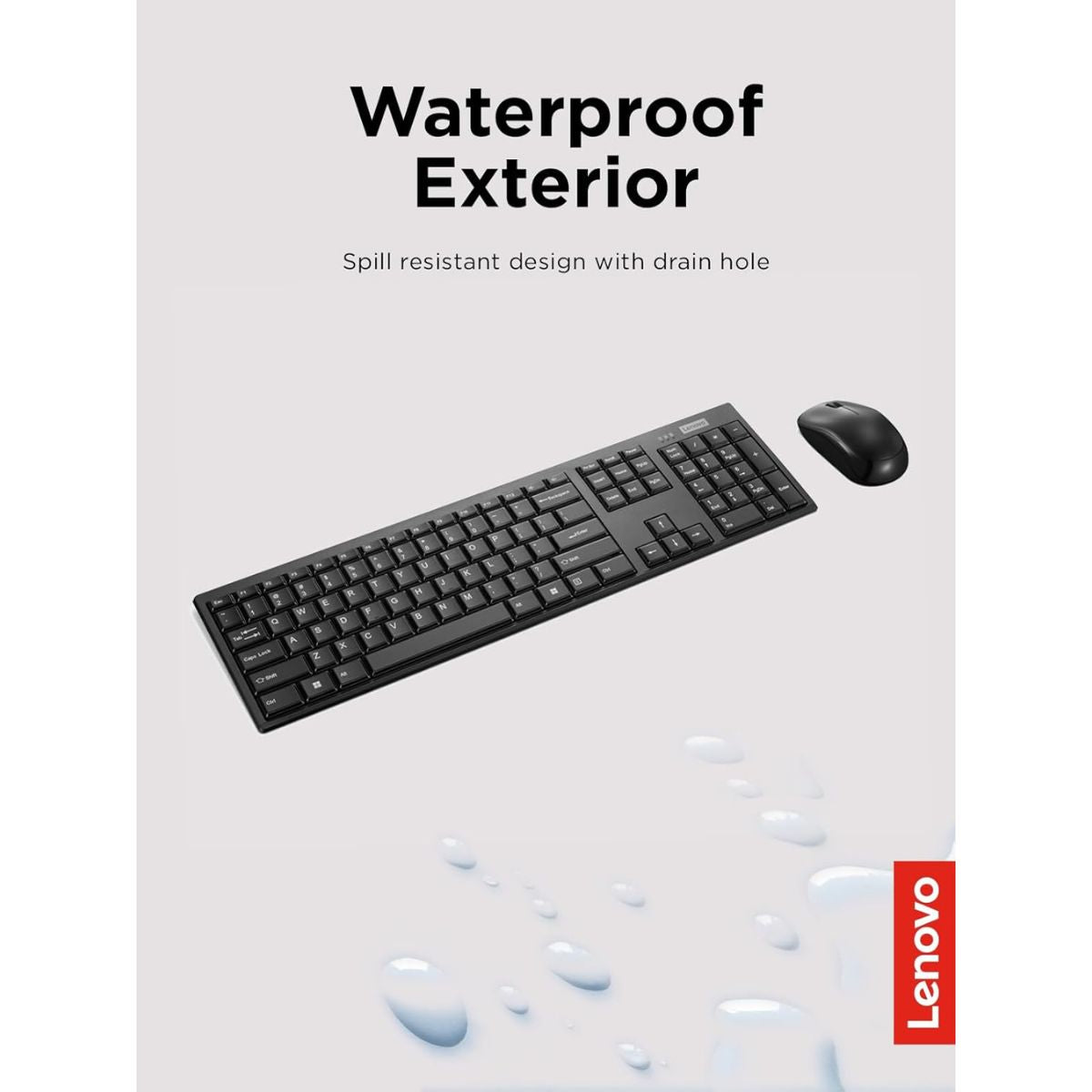 Lenovo 100 Wireless Keyboard & Mouse Combo | 2.4GHz Wireless Connectivity | English & Arabic Keyboard | 1000 DPI Optical Mouse | Black | GX30S99500