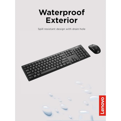 Lenovo 100 Wireless Keyboard & Mouse Combo | 2.4GHz Wireless Connectivity | English & Arabic Keyboard | 1000 DPI Optical Mouse | Black | GX30S99500