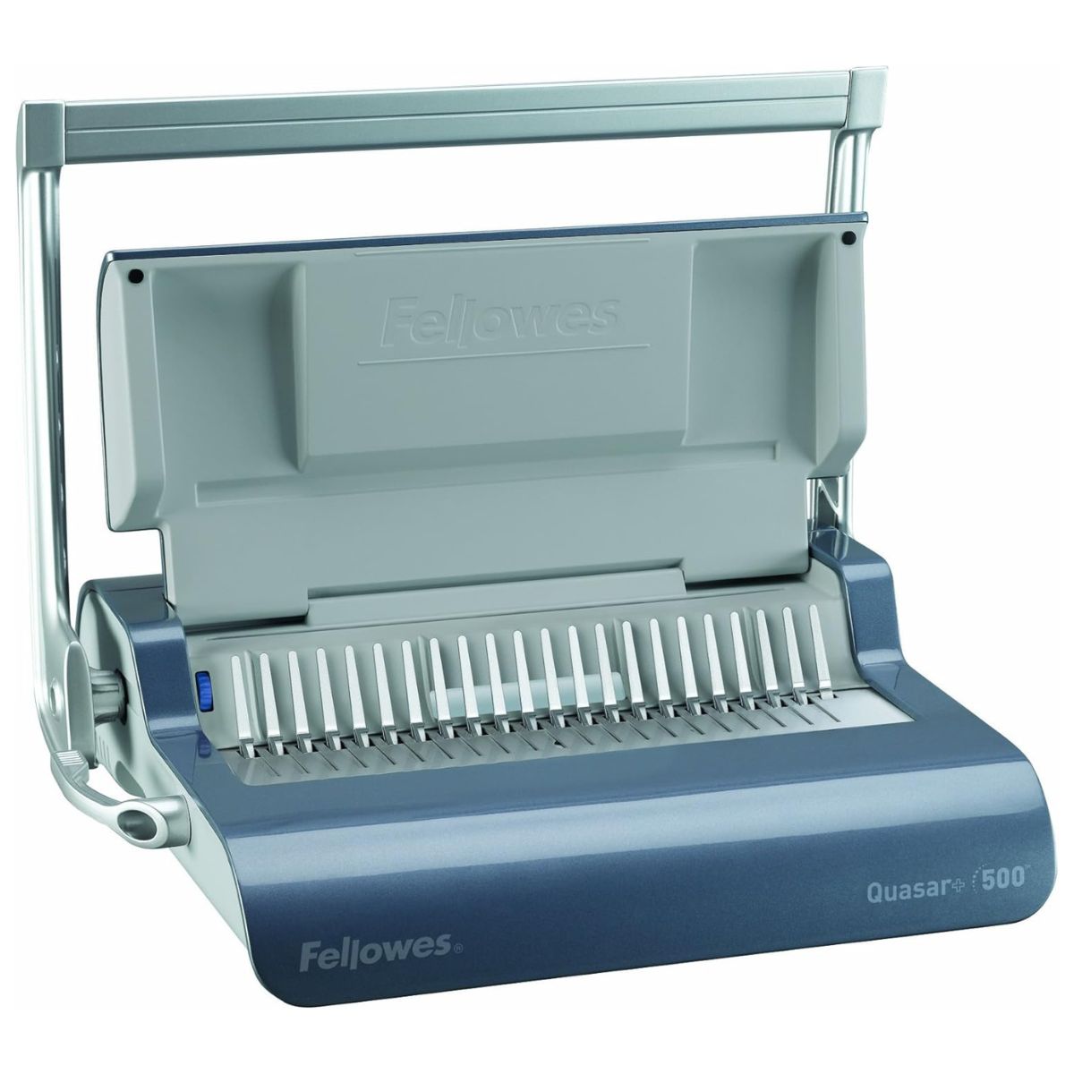 Fellowes Quasar+ 500 Manual Comb Binding Machine | 25 Sheet Punch Capacity | 500 Sheet Binding Capacity | 50mm Comb Size | Heavy-Duty Office Binder | Grey