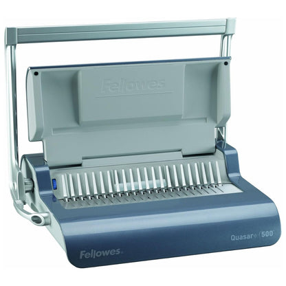Fellowes Quasar+ 500 Manual Comb Binding Machine | 25 Sheet Punch Capacity | 500 Sheet Binding Capacity | 50mm Comb Size | Heavy-Duty Office Binder | Grey