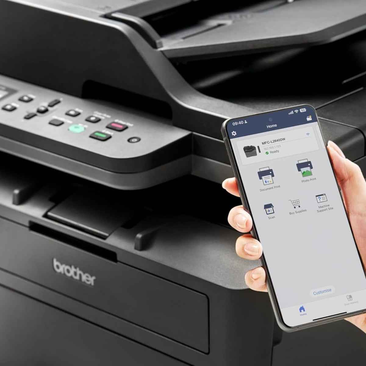 Brother DCP-L2640DW Compact Mono Laser Multi-Function Printer, Print, Scan, Copy, Up to 34/36 ppm (A4/LTR) Print Speed, 1200 x 1200 dpi Resolution, 2 Lines LCD Display, Black | DCP-L2640DW