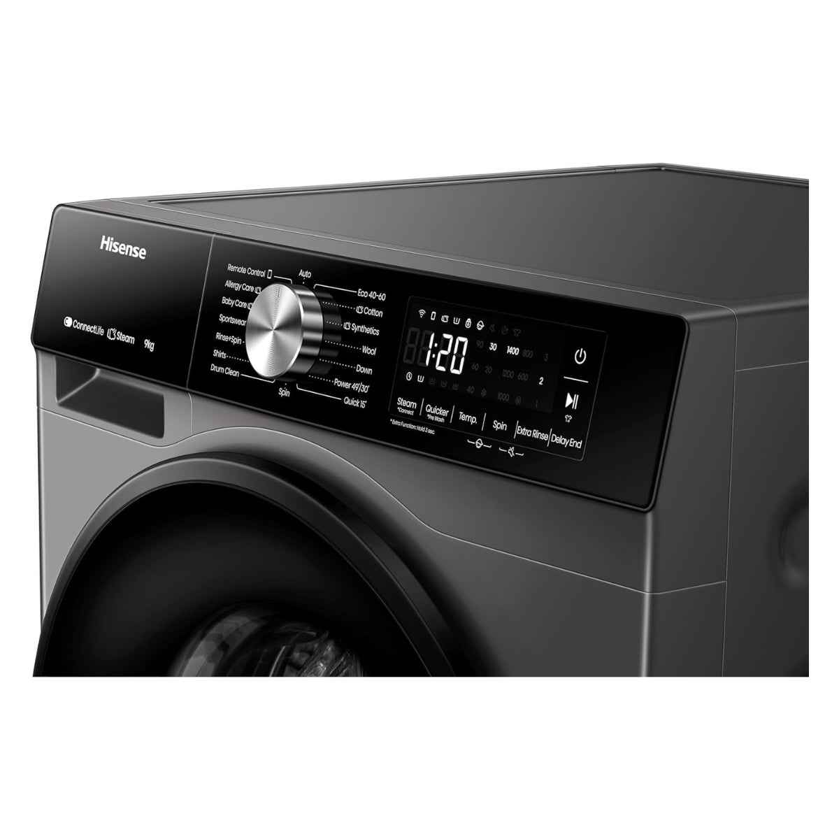 Hisense WF3S9043BT  9 kg Smart Front-Load Washing Machine – 1,400 rpm, Titanium Grey