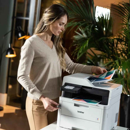 Brother MFC-L3760CDW Color Laser Printer, Print, Scan, Copy, Fax, Up to 26/27 ppm Print Speed, Up to 600 x 600 dpi Resolution, 3.5" Color Touch LCD Display, White