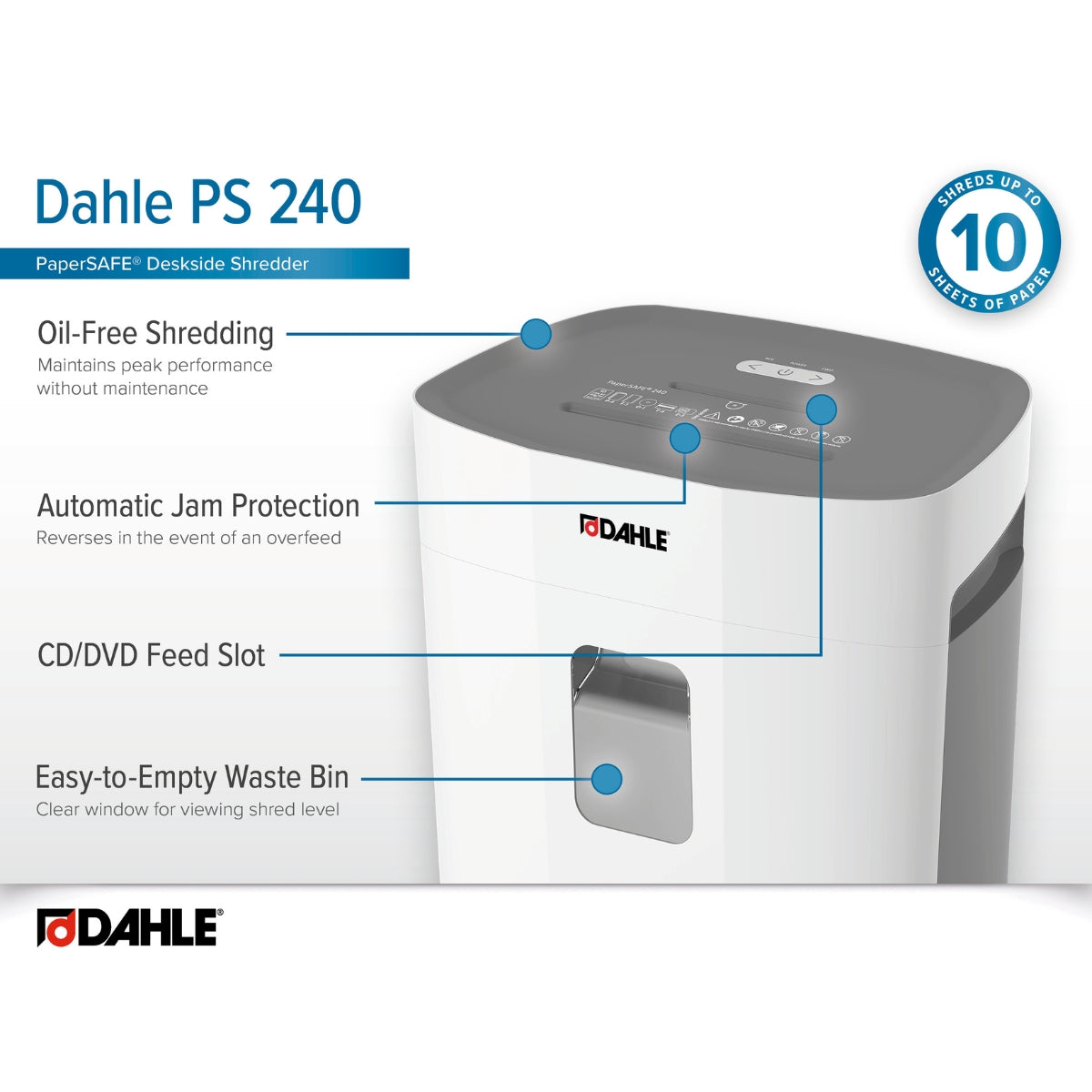 Dahle PS240 Departmental Shredder – 4 x 12mm Cross Cut, High Security Professional Office Shredding with German Engineering