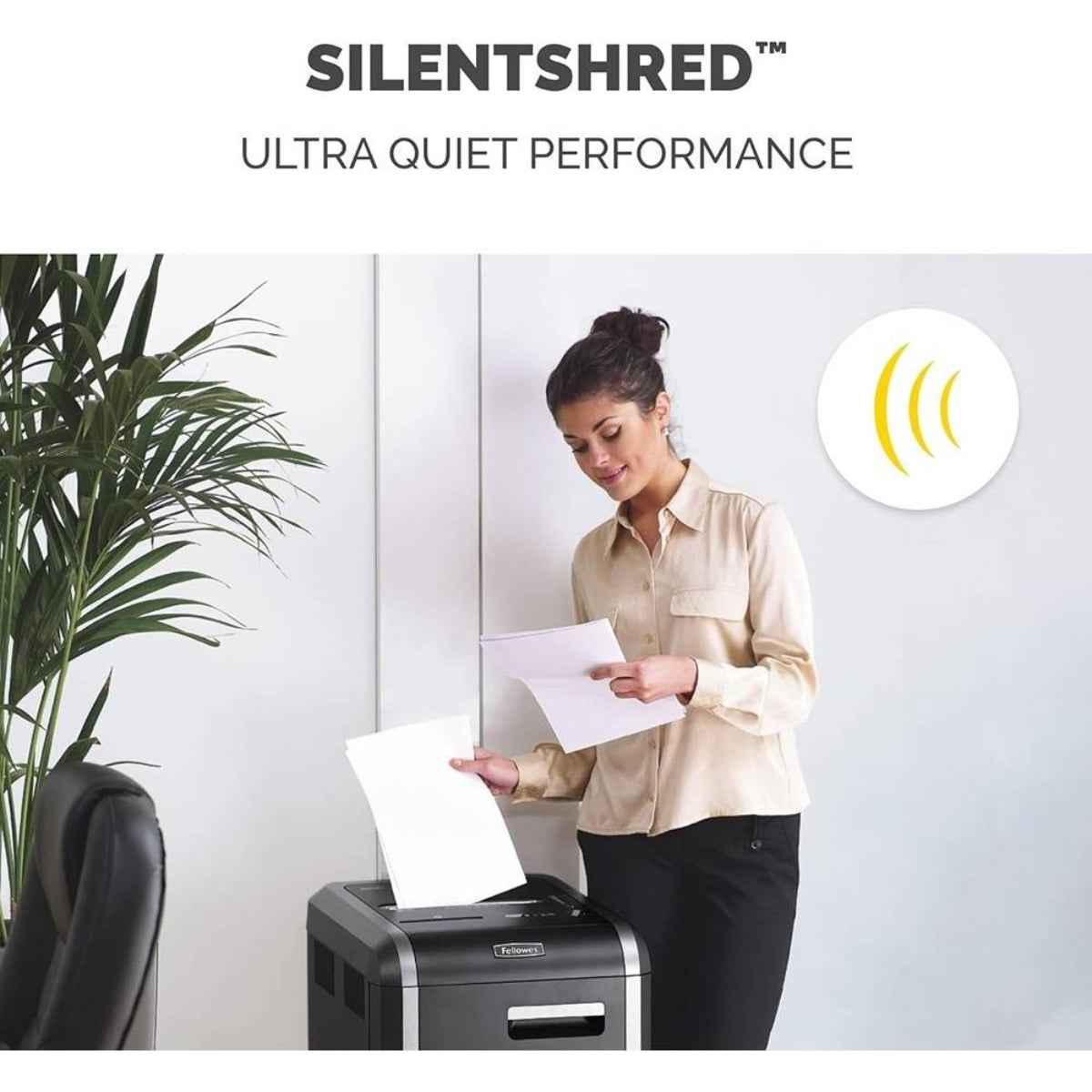 Fellowes PowerShred 225Ci Cross-Cut Shredder, 60L Bin Capacity, 4 x 38mm Cut Size, P-4 Security Level, SafeSense & SilenShred Technology, Shreds Up to 24-Sheets, Energy Saving System, Black | 225Ci