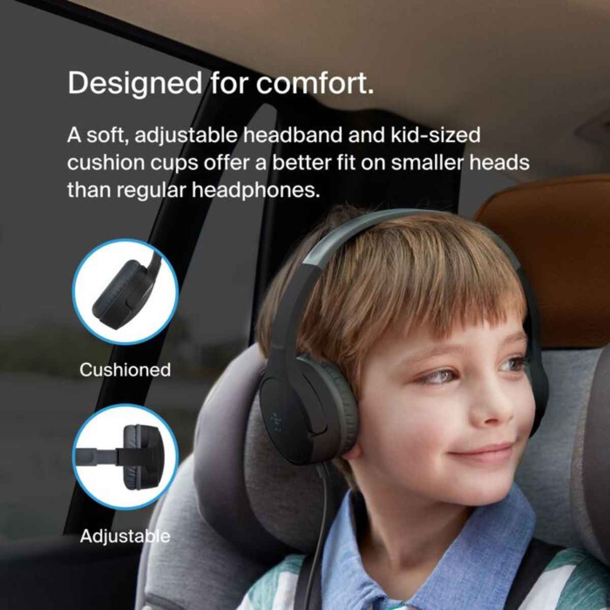 Belkin SoundForm Mini Wired On-Ear Headphones for Kids – AUD004btBK (Black)