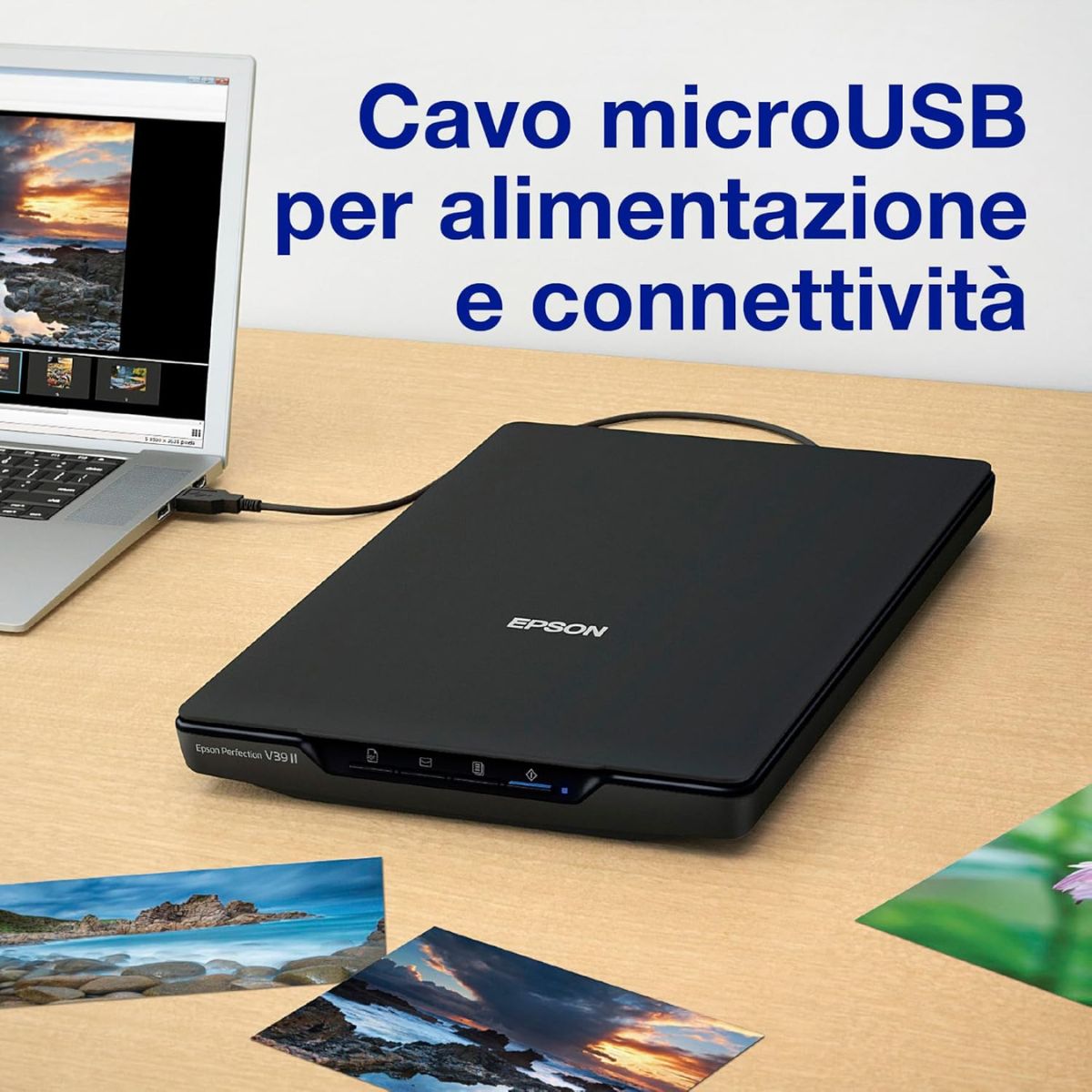 EPSON Perfection V39II Photo & Document Scanner | A4 Flatbed Scanner | 4800 dpi | USB Powered | OCR | Scan to PDF & Cloud