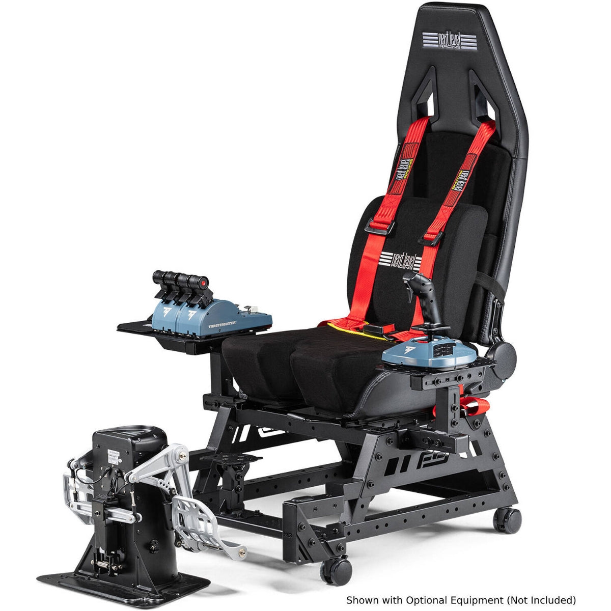 Next Level Racing Flight Seat Pro, 4ft-6ft 9" Supported Height, 150kg Supported Max Weight, Casters & Stationary Feet, Dense Foam Seat w/ Lumbar Cushion, Adjustable Mounting Plates, Black | NLR-S033