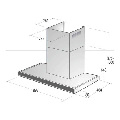 Gorenje WHT944EXGB Built-in T-Shape Chimney Hood – 90 cm, Stainless Steel