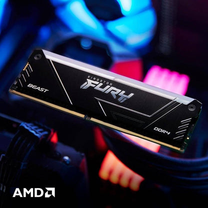 Kingston FURY Beast RGB 32GB DDR4 Desktop Memory Kit | 2×16GB | 3200MT/s | CL16 | RGB Lighting | Intel XMP 2.0 | Black | KF432C16BB2AK2/32 | Open Box