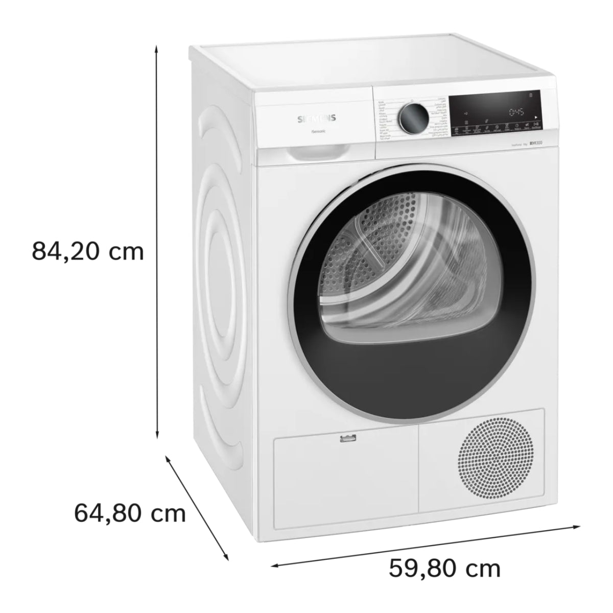 Siemens iQ300 WQ43G200GC  9kg Heat Pump Tumble Dryer – White Color, Auto Dry Sensor-Control, Rapid 40 Program, Anti-Crease Function, Anti-Vibration Design
