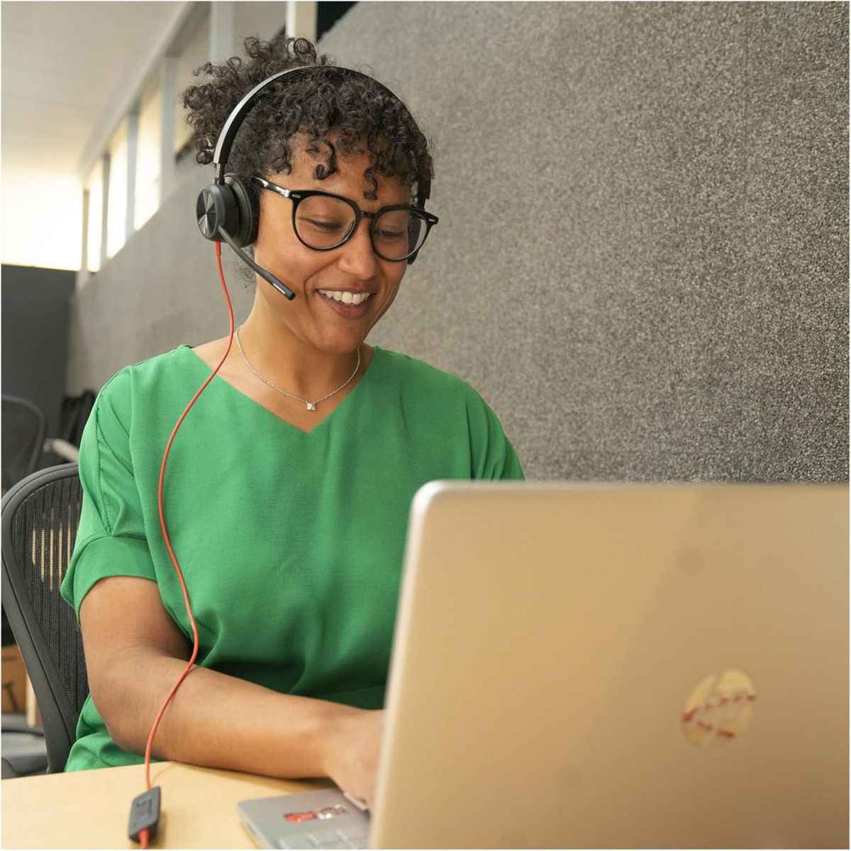 HP Poly Blackwire 8225 Stereo USB-C Headset +USB-C/A Adapter, Active Noise Cancelling and Flexible Microphone Arm, Black, Wired