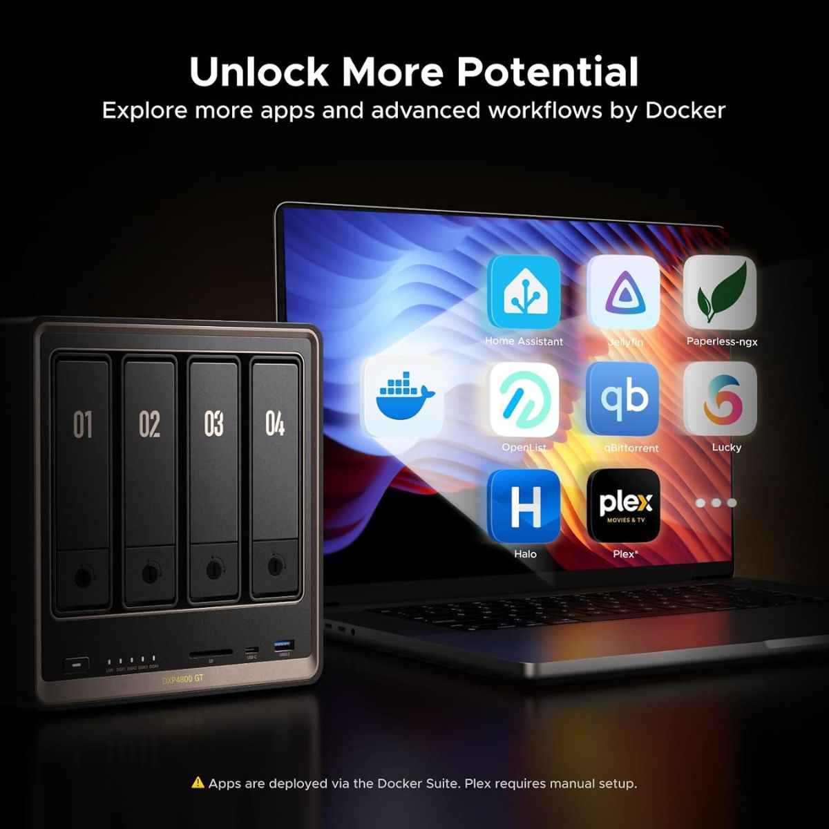 UGREEN NASync DXP4800 GT 4-Bay Desktop NAS | AMD Ryzen Embedded R2514 | 8GB DDR4 RAM | Dual 10GbE | 2X M.2 NVMe Slots | 4K HDMI | Diskless