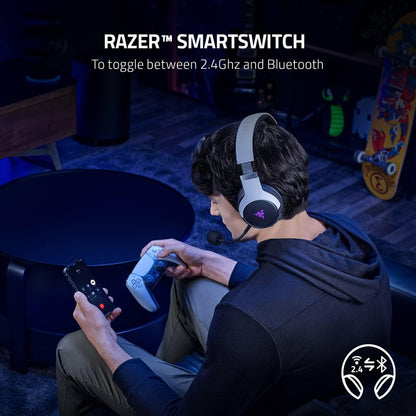 Razer Kaira Pro for PlayStation Dual Wireless Headset White/Black RZ04-04030100-R3M1, For PS5, With Haptics, 50mm Drivers Diameter, 20 Hz – 20 kHz Frequency Response, 108 dB Sensitivity,