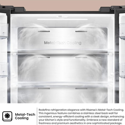 Hisense RQ5G470SBK3 Cross Door Refrigerator | 457 Litres | My Fresh Choice | Dual-Tech Cooling | Bottom Cooling System | Khaki Glass