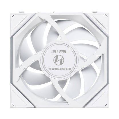 Lian-Li UNI FAN TL120 LCD Reverse Blade Wireless Case Fan – 1900 RPM, 54.3 CFM Airflow, Fluid Dynamic Bearing, Single Pack | Black / White