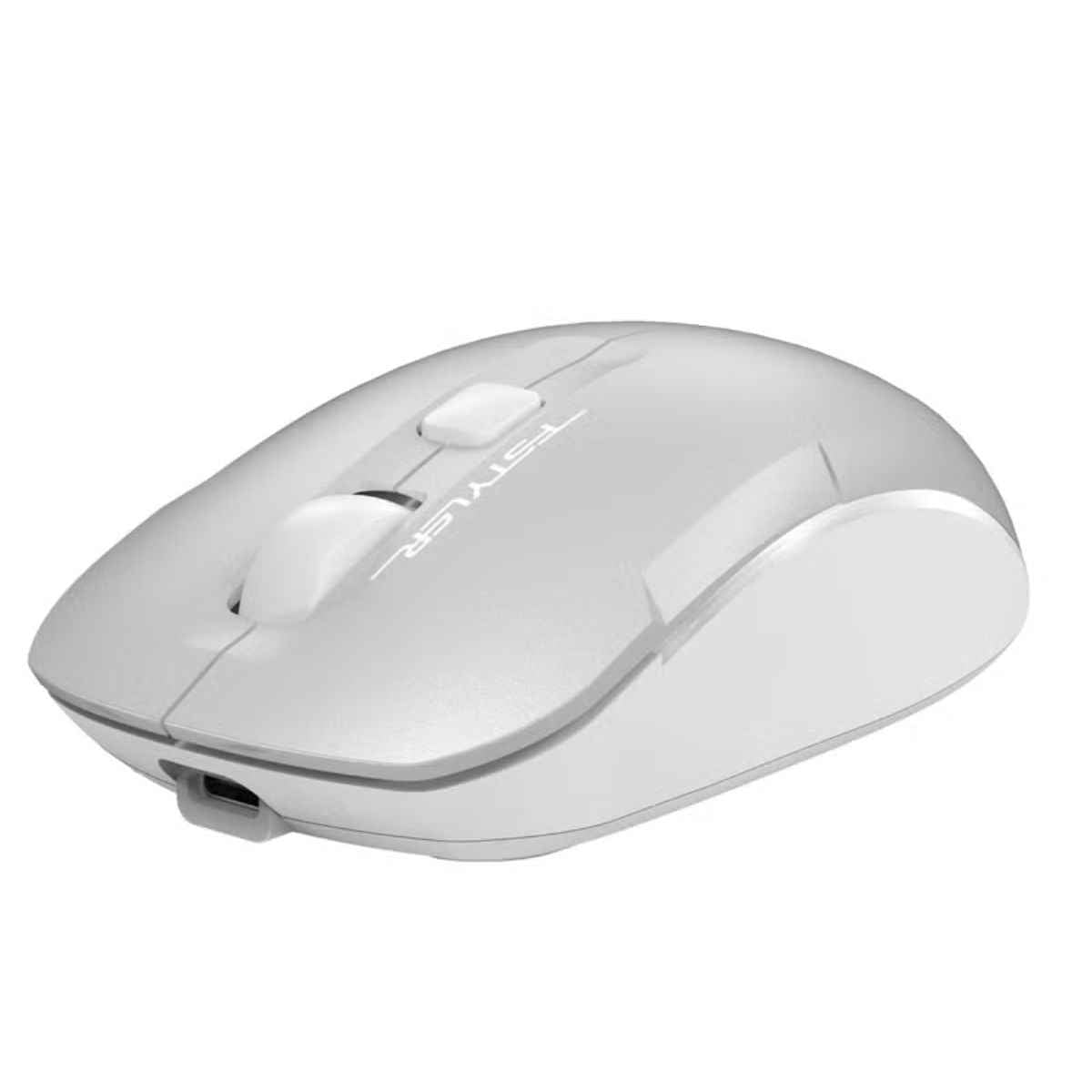 A4Tech Fstyler FB26CS Air2 Wireless Mouse – Dual Mode (BT + 2.4G), Rechargeable, Desk + Air Control, White Backlit