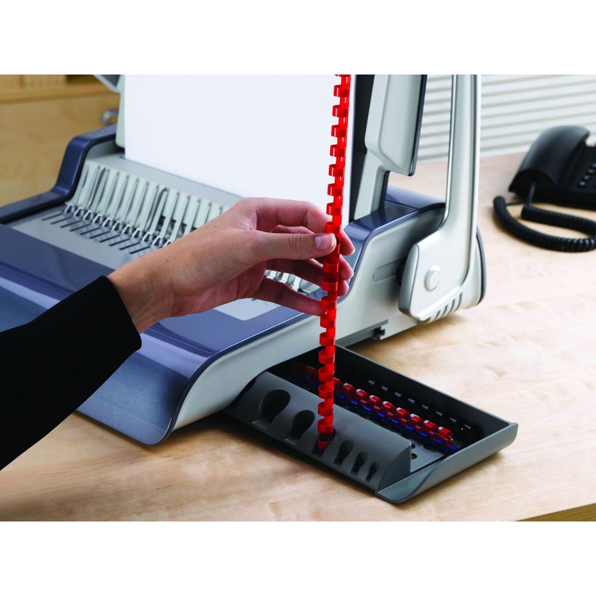 Fellowes Quasar+ 500 Manual Comb Binding Machine | 25 Sheet Punch Capacity | 500 Sheet Binding Capacity | 50mm Comb Size | Heavy-Duty Office Binder | Grey