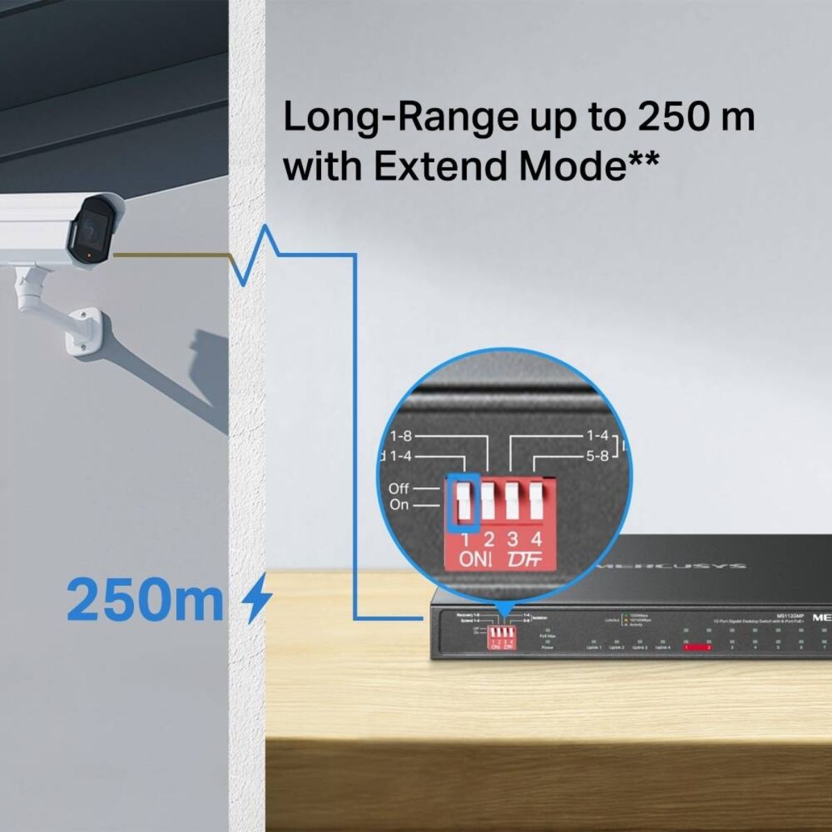 MERCUSYS MS112GMP 12-Port Gigabit PoE+ Desktop Switch | 8 PoE+ Ports | 110W Power Budget | 2 Gigabit RJ45 Ports | 2 SFP Slots | 802.3af/at