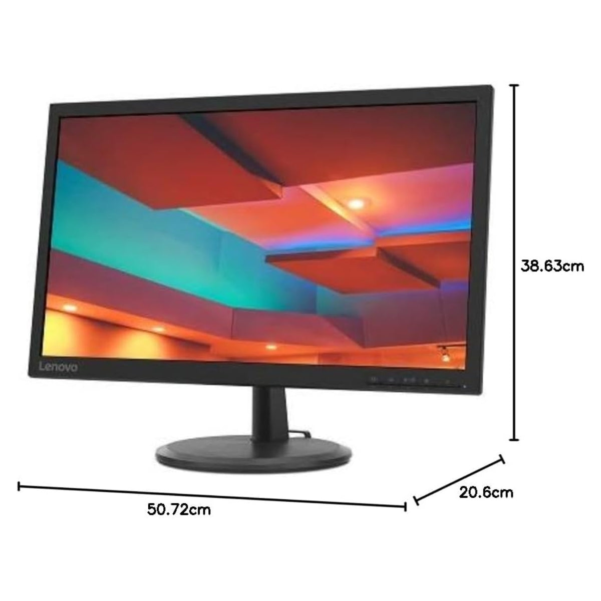 LENOVO C22-20  21.5 Inch FHD Monitor, (1920x1080) TN Display,Response Time 5 ms, Refresh Rate 75 Hz, Vga+Hdmi, Cable Included VGA 1Yrs Black