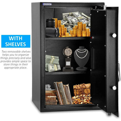 Rubik Large Safe Box with Digital Keypad and Key Lock, 60x36x30cm, Black | RB60EG-B