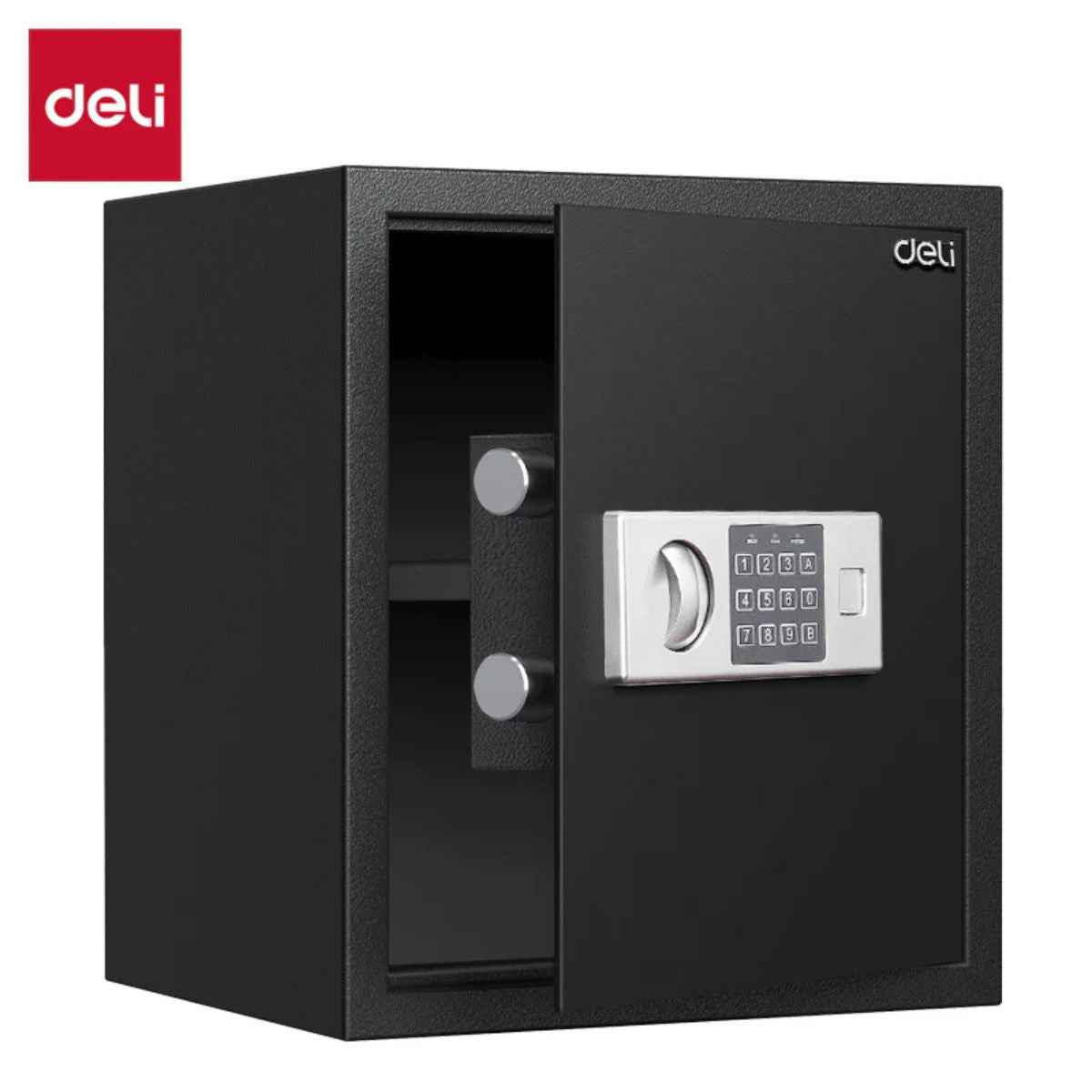 Deli T524 Fireproof Safe, Digital Safe Box with Key T524 Full Metal Body 10.6kg (40x35x33cm) Black