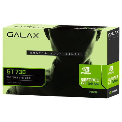 GALAX GeForce GT 730 Graphics Card, 4GB DDR3 128-bit Memory, 700 MHz Base Clock, 667MHz Memory Clock, 384 CUDA Cores, PCI-E 2.0 x8, DVI-I x1,HDMI x1,VGA x1 | 73GQF8HX00HD