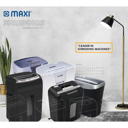 Maxi Micro Cut Shredder MX-DM800M – High Security Micro-Cut, 8-Sheet Capacity, 2×12mm Shred Size, 15L Bin, P-5 Security Level, Black/Grey