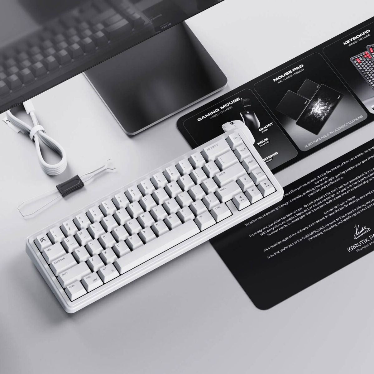 Cybeart Akula 65 Signature Edition Gaming Keyboard – 65% Compact Layout, Pre-Lubed Mechanical Switches, Hot-Swappable Keys, RGB Backlighting, Tri-Mode Connectivity