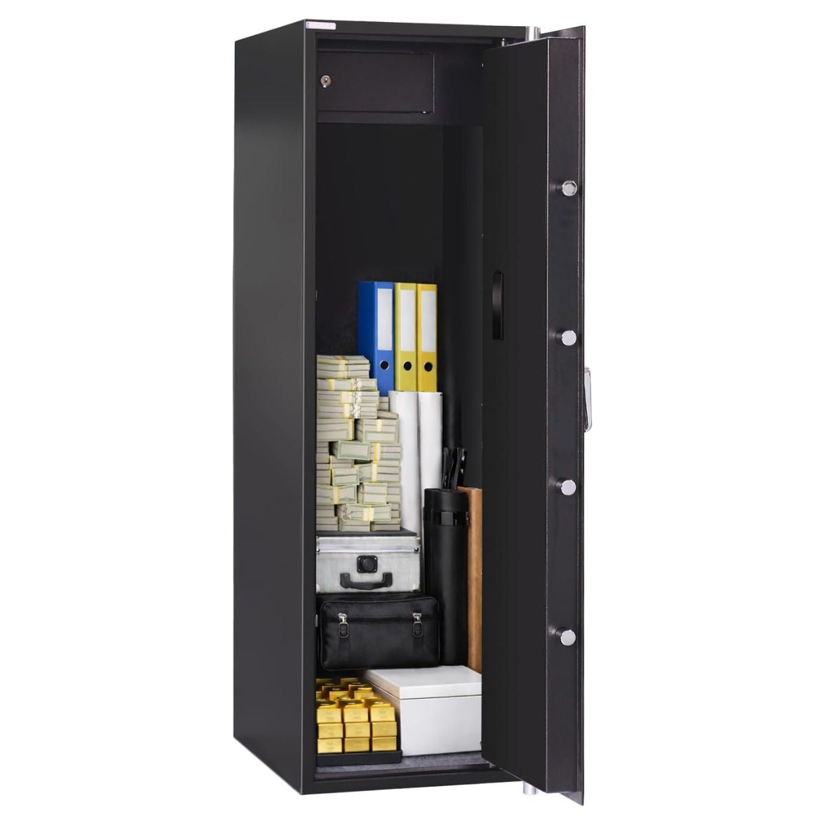 Rubik Large Safe Box 1.3 Meter Tall, Digital Keypad and Key Lock, Security Locker for Money Files folder Documents Jewelry Home Office (130x40x50cm) RB130EG Black