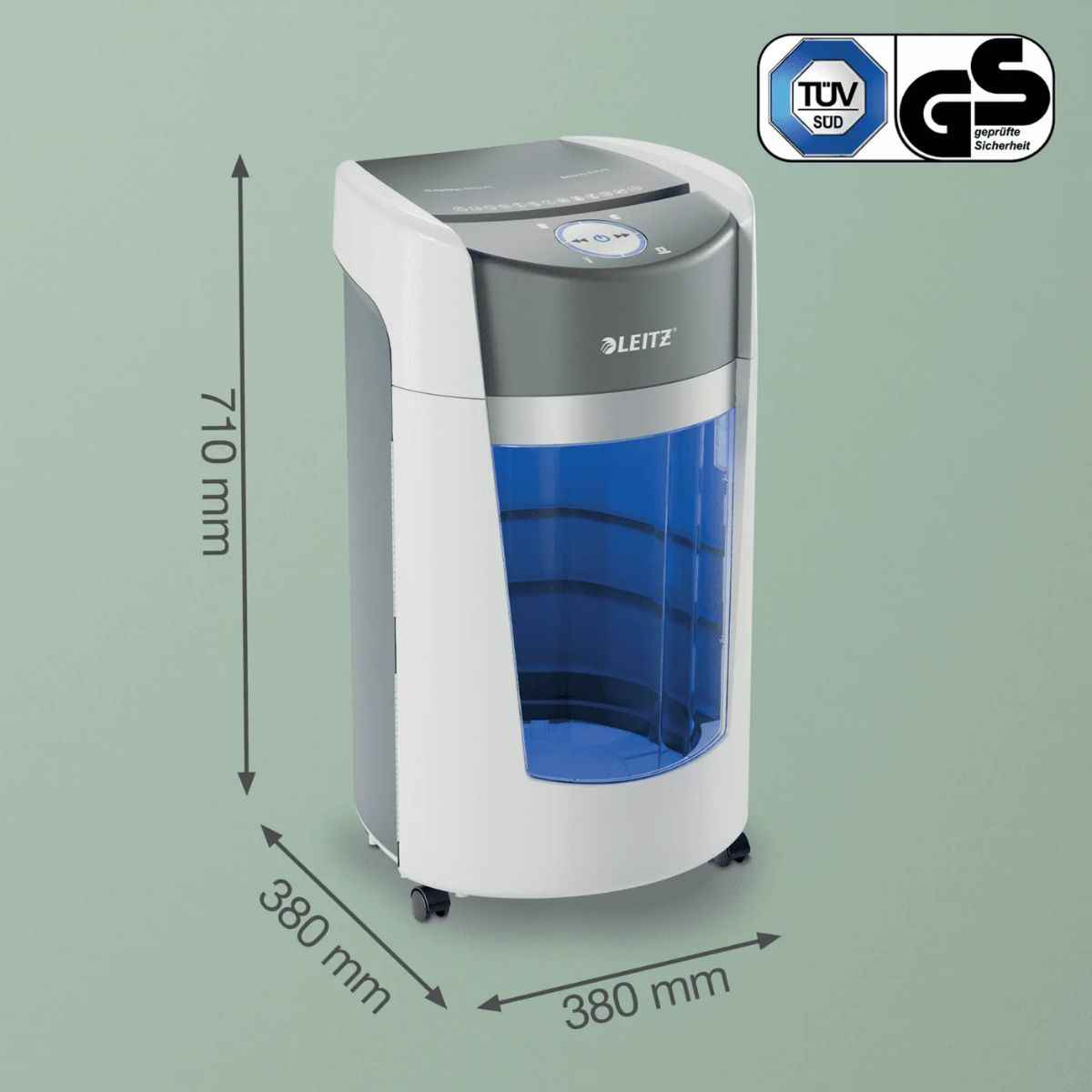 Leitz IQ OptiMax Office Micro Cut Paper Shredder P5 – 10 Sheets, 35L Bin, Continuous Run | White