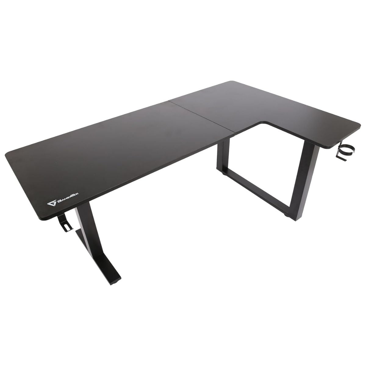 GamerTek Gaming Desk Alpha Pro RGB Flexi Corner Gaming Desk – 160x100cm, Carbon Fiber Texture, L-Shape Design, Black