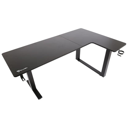 GamerTek Gaming Desk Alpha Pro RGB Flexi Corner Gaming Desk – 160x100cm, Carbon Fiber Texture, L-Shape Design, Black