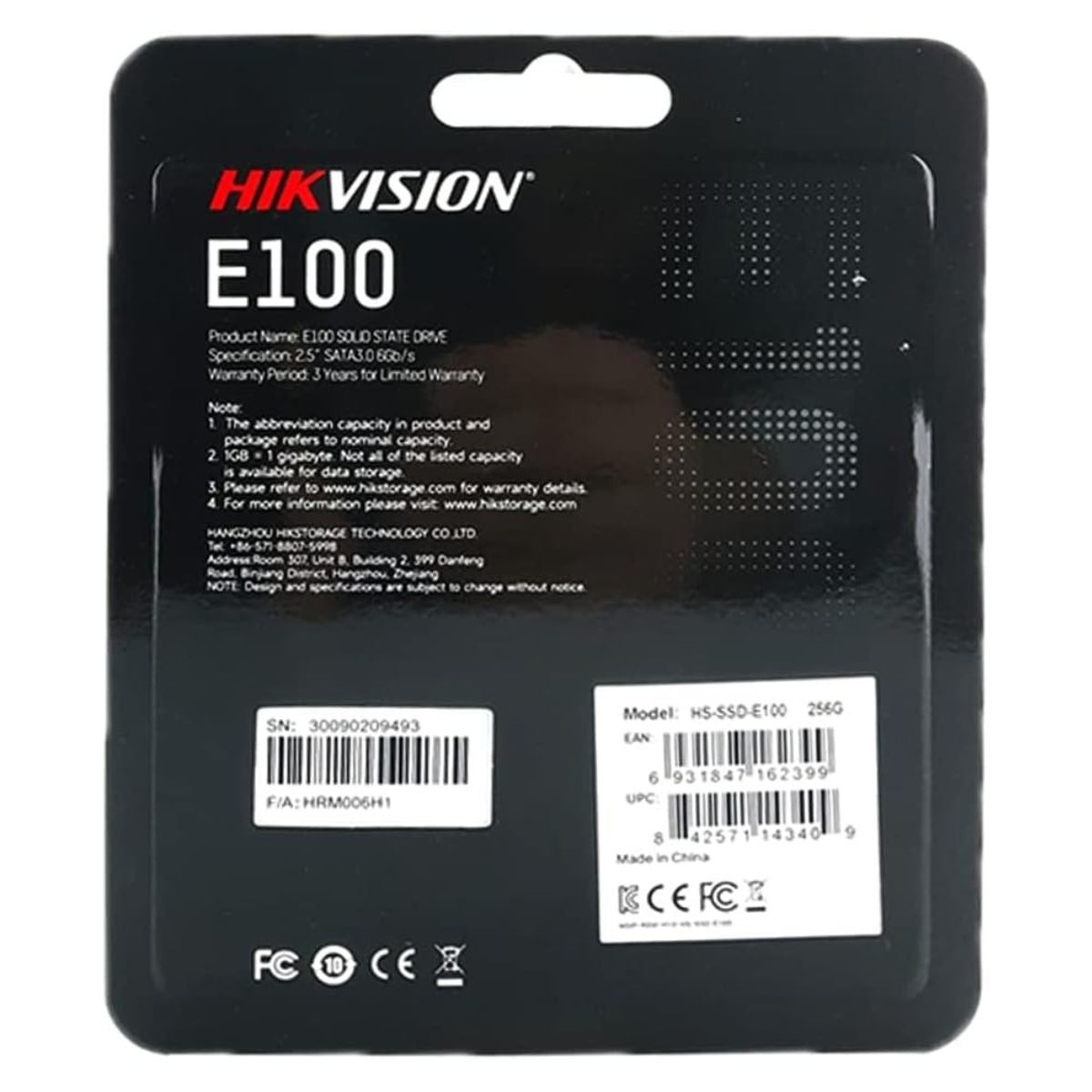 HikVision E100 Series Consumer 256GB Solid State Drive (SSD) | HS-SSD-E100/256G