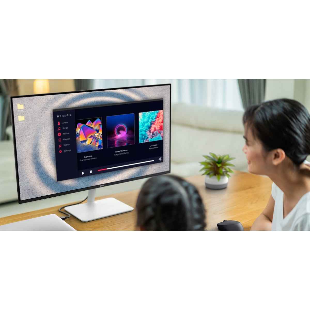 Dell Monitor 27" FHD IPS Display, 1920 x 1080 Resolution, 100Hz Refresh Rate, 4ms (Extreme Mode) Response Time, Built-In Speakers, 16.7m Color Support, 4 Star TUV Eye Support, White