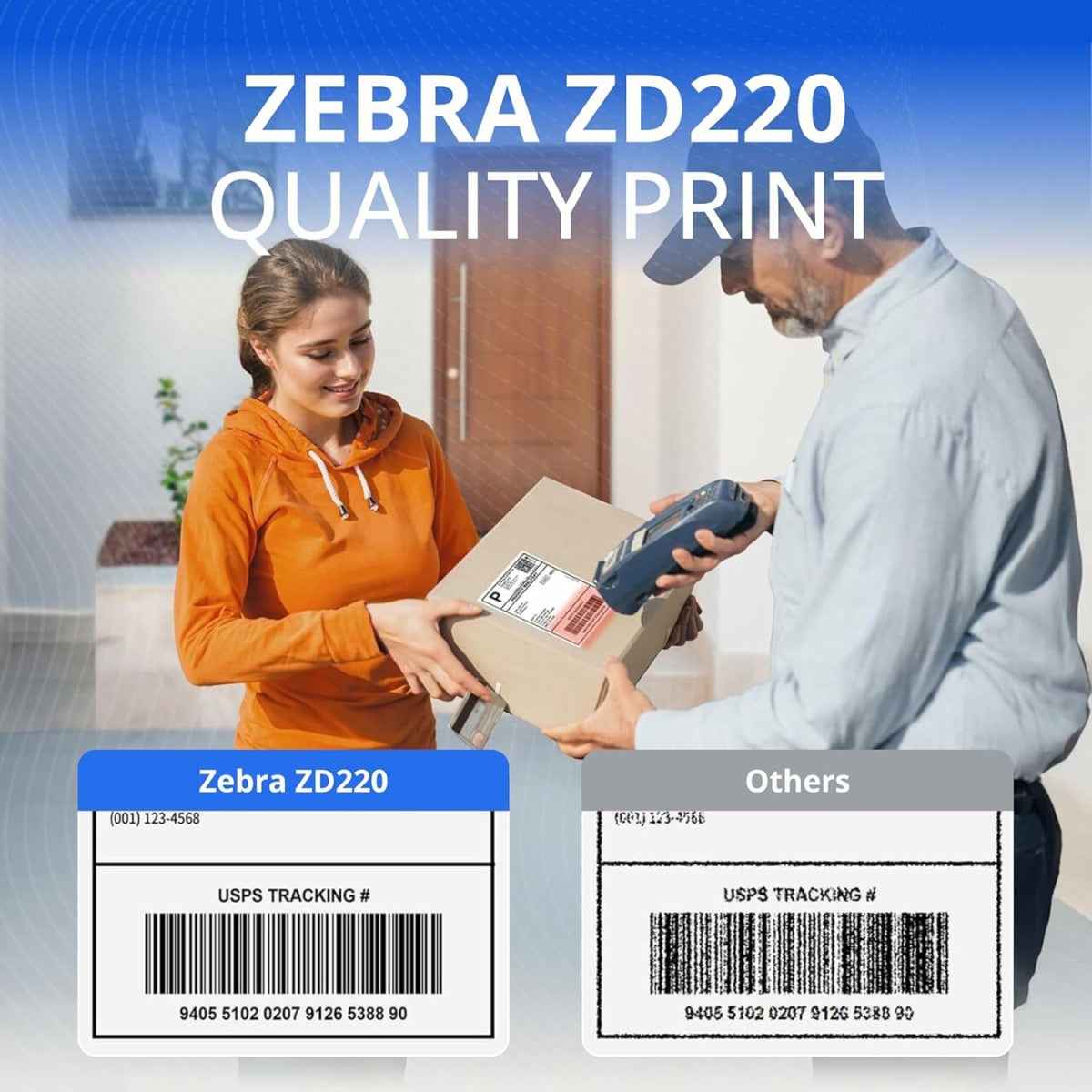Zebra ZD220 TT Label Printer, 203 dpi/8 Dots Per mm Resolution, 4 in./102 mm Per Second Print Speed, Peeler, EPLII, ZPLII, USB | ZD22042-T0EG00EZ